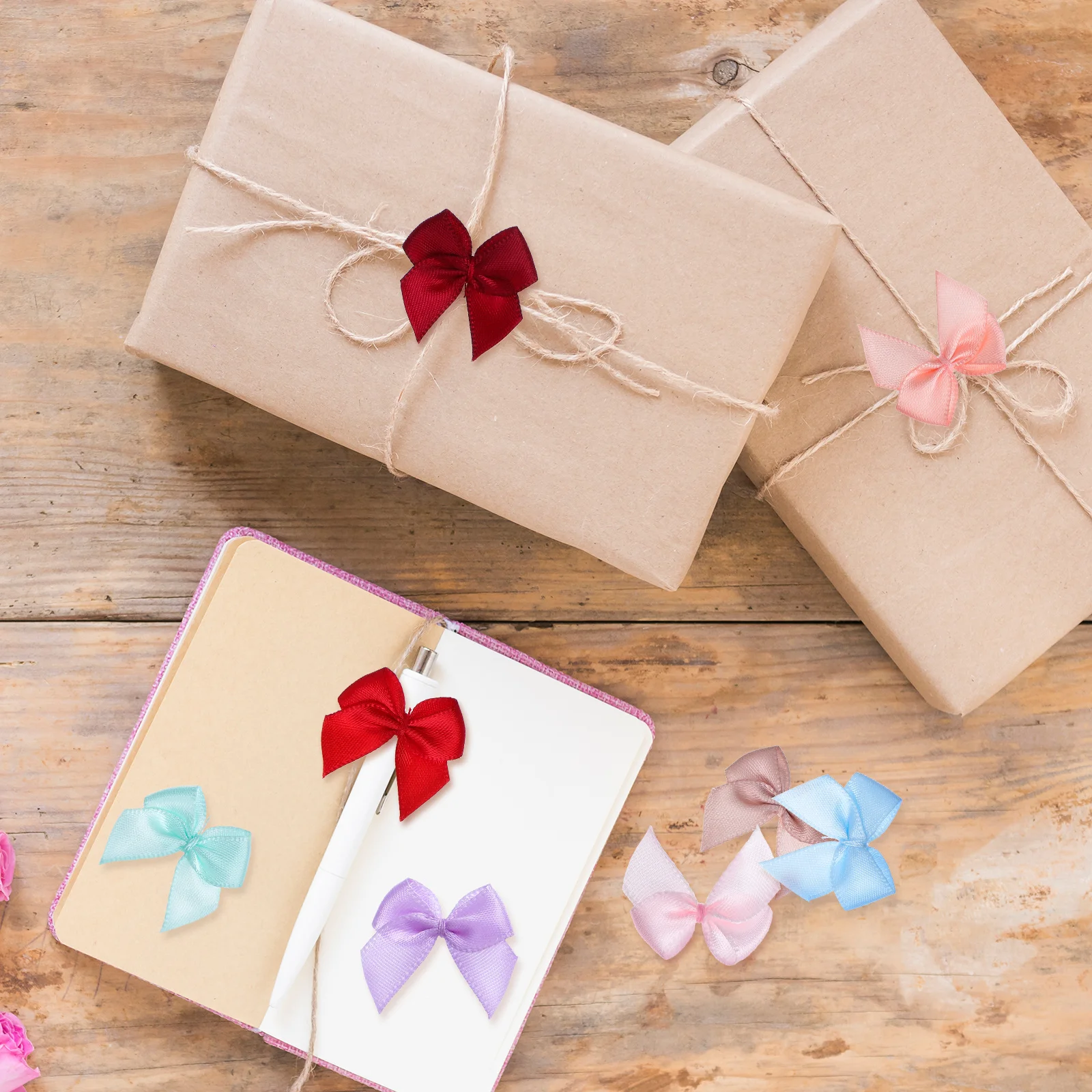 

180Pcs Mini Bowknots Polyester Bows Bulk Set Decorative Tiny Satin Bows for Clothes Packaging Scrapbooking