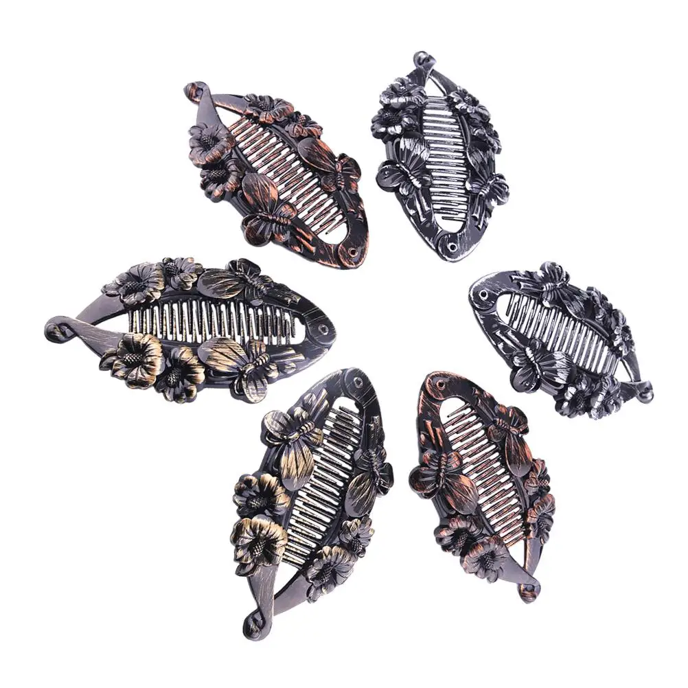 

6pcs Retro Durable Fish Design Fish Design Hair Ponytail Hair Clip Holder Ponytail Holder Clip Claw for Updo Hairstyle