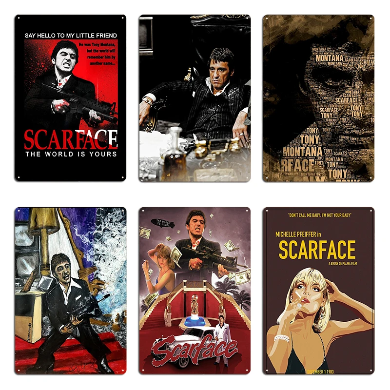 scarface  Metal Sign Garage Retro Customize Plaques Pub Tin Sign Poster