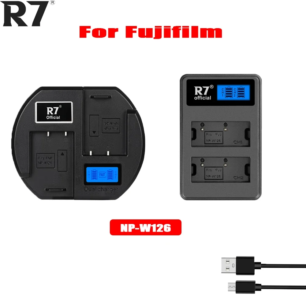 

R7 NP W126 NP-W126 Camera Battery Charger LCD Dual Charger for FUJIFILM X100V X-T200 X-T100 X-T3 X-A2 X-A7 X-E2 X-E3 X-H1