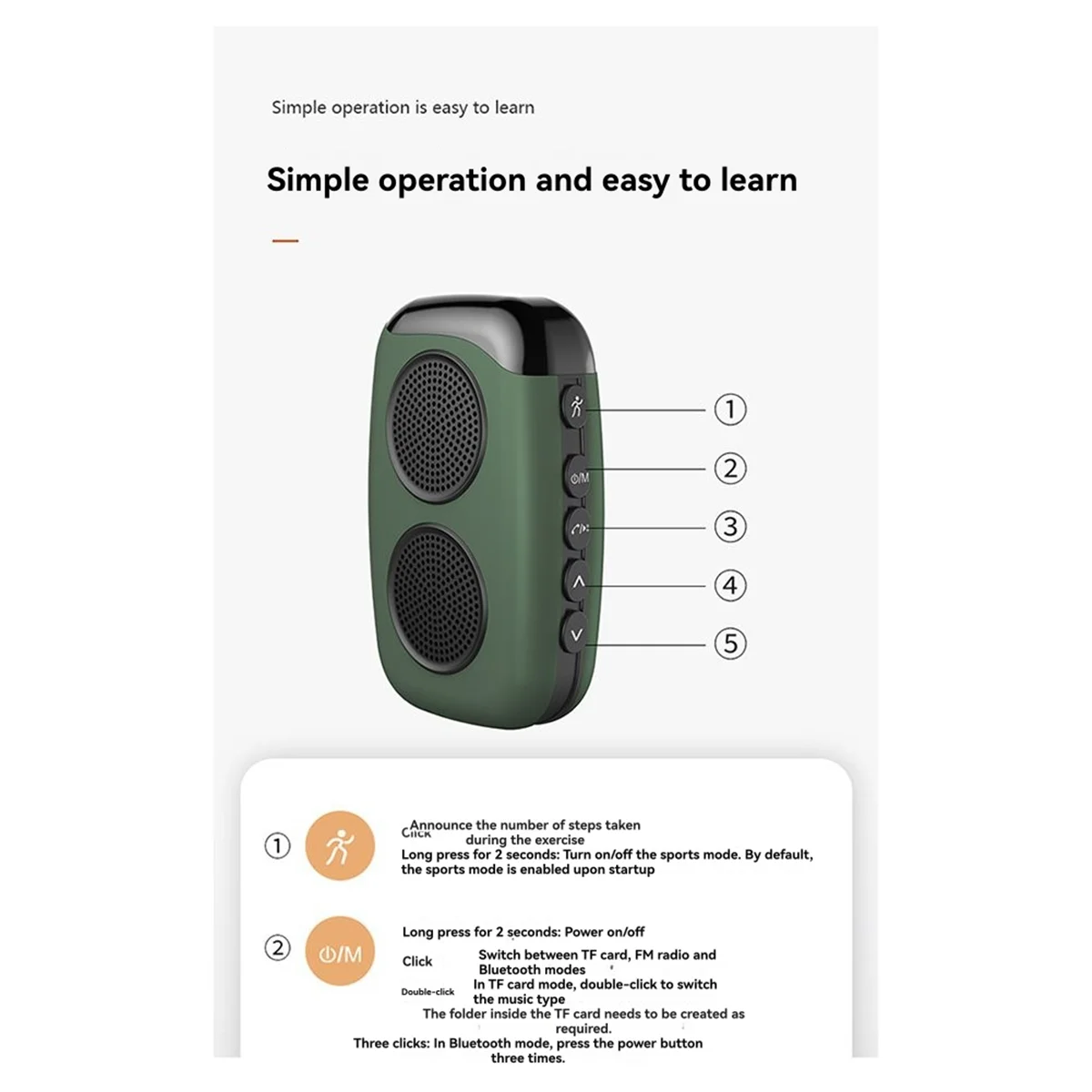 2025 + سمّاعات بلوتوث رياضية صغيرة محمولة صوت ستيريو مكبر صوت خارجي مشغل موسيقى MP3 مع ميكروفون يدعم بطاقة TF
