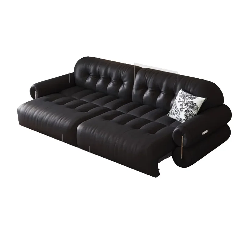 Brown sugar cloud electric function sofa, adjustable leather zero against the wall