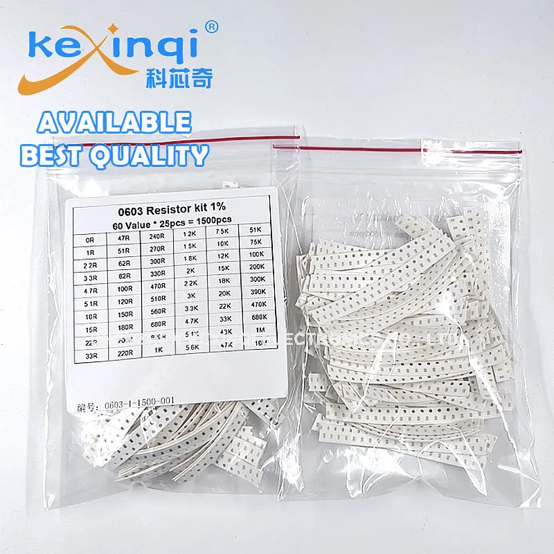 Imagem -02 - Resistências Sortidas Kit Bolsa Resistores Smd 0603 1r10m Ohm 60 Valores 25 Pcs Kit Sample