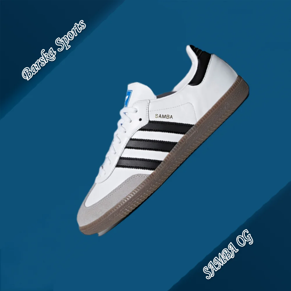 Adidas SAMBA OG รองเท้าบอร์ดหุ้มข้ออเนกประสงค์แฟชั่นสําหรับบุรุษและสตรีรองเท้าลําลองน้ําหนักเบาสวมใส่สบายสีขาวสีดํา