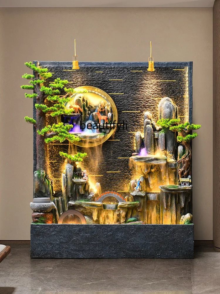 

X Water Curtain Wall Water Screen Hallway Rockery Fountain Waterfall Circulating Water Villa Courtyard Lucky Landscape Decorati