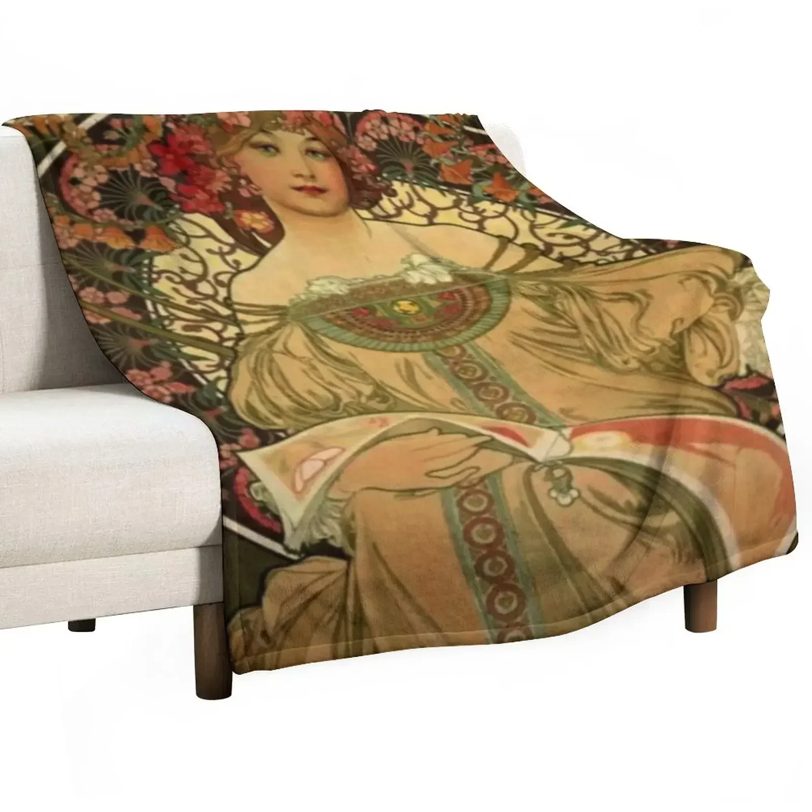 

Alphonse mucha -1860 - 1939 Throw Blanket Plaid Luxury Decoratives Blankets