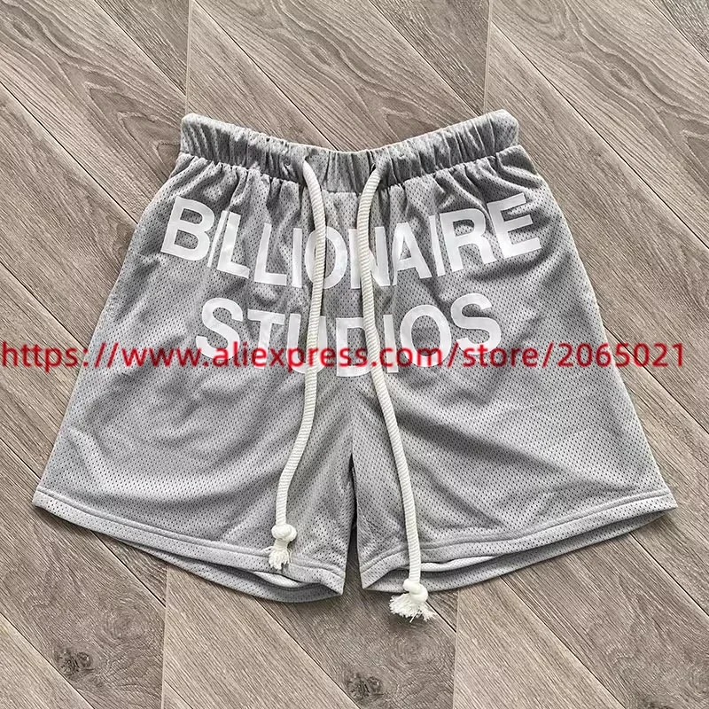 Calções Billionaire Drawstring para Homens e Mulheres, L Net Mesh Shorts