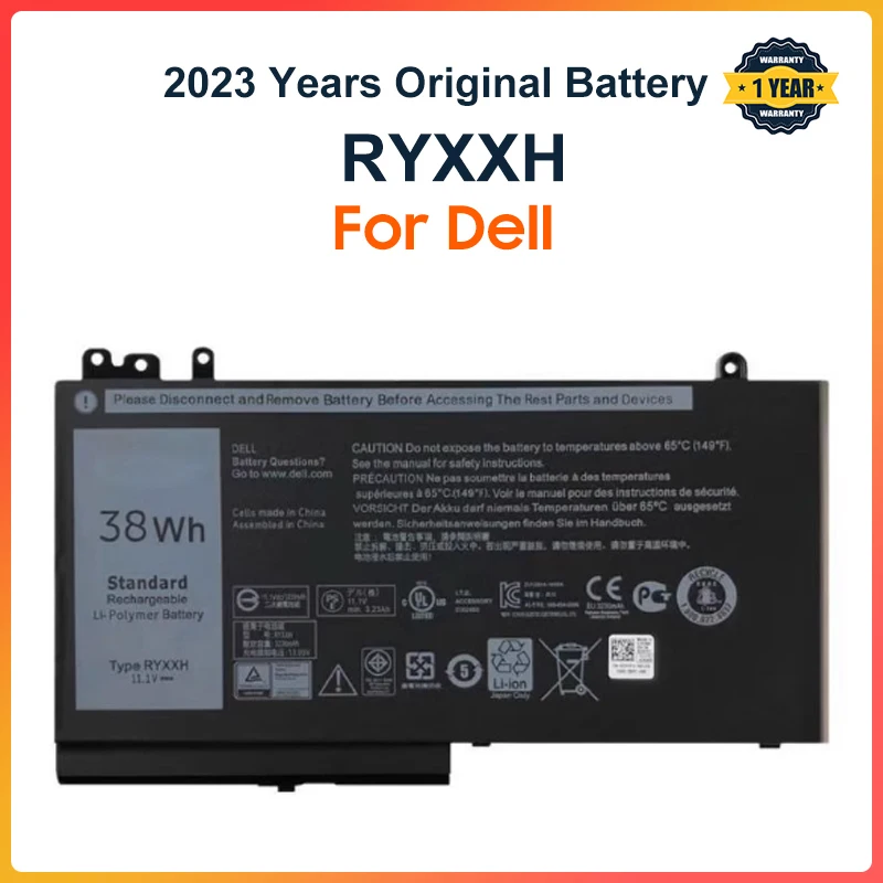 RYXXH Laptop Battery For Dell Latitude 12 5000 11 3150 3160 3550 E5250 E5450 E5550 Series notebook 9P4D2 11.1V 38WH