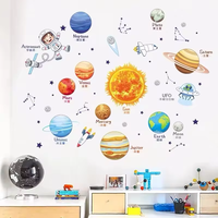 Solar System Universe Cartoon Wall Stickers - Home Decoration, Planets, Sun, Earth, Moon & Children's Room Bedroom Decor