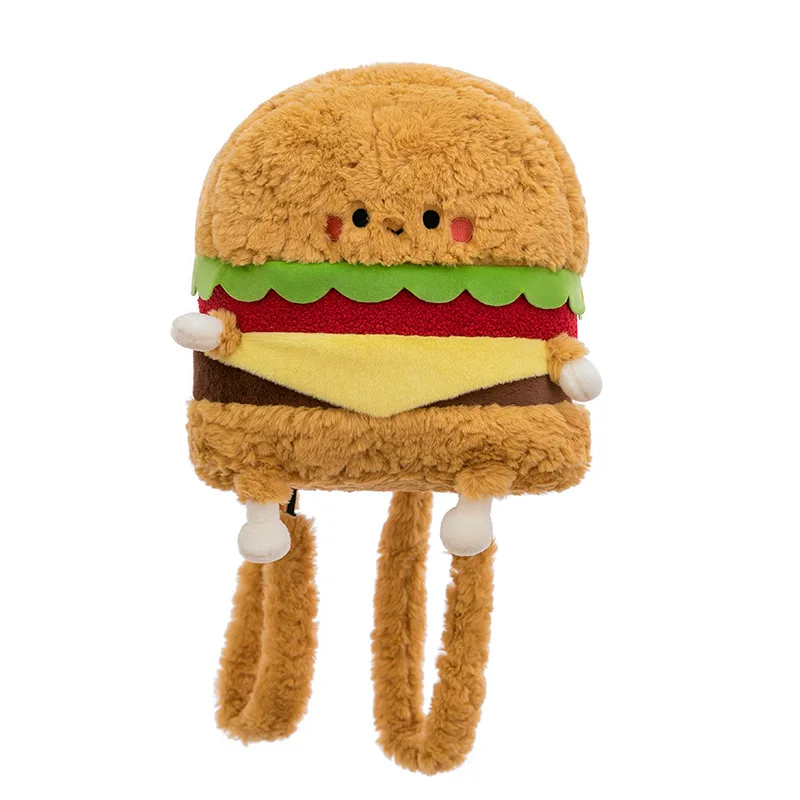 

Women cute burger plush backpack girl cartoon Bear ins wind funny school bag