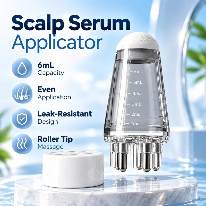 6ml Scalp Serum Applicator Roller Massage Comb Hair Root Liquid Dispenser Refillable Leakproof Hair Care Tool