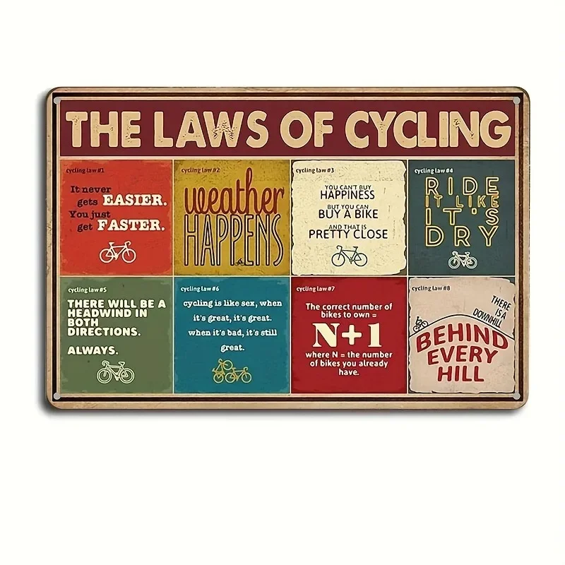 

Metal Tin Sign, "Bicycle Sign, Retro Metal Poster THE LAWS OF CYCLING", Wall Art Decor, For Room/Home/Restaurant/Kitchen/Bar