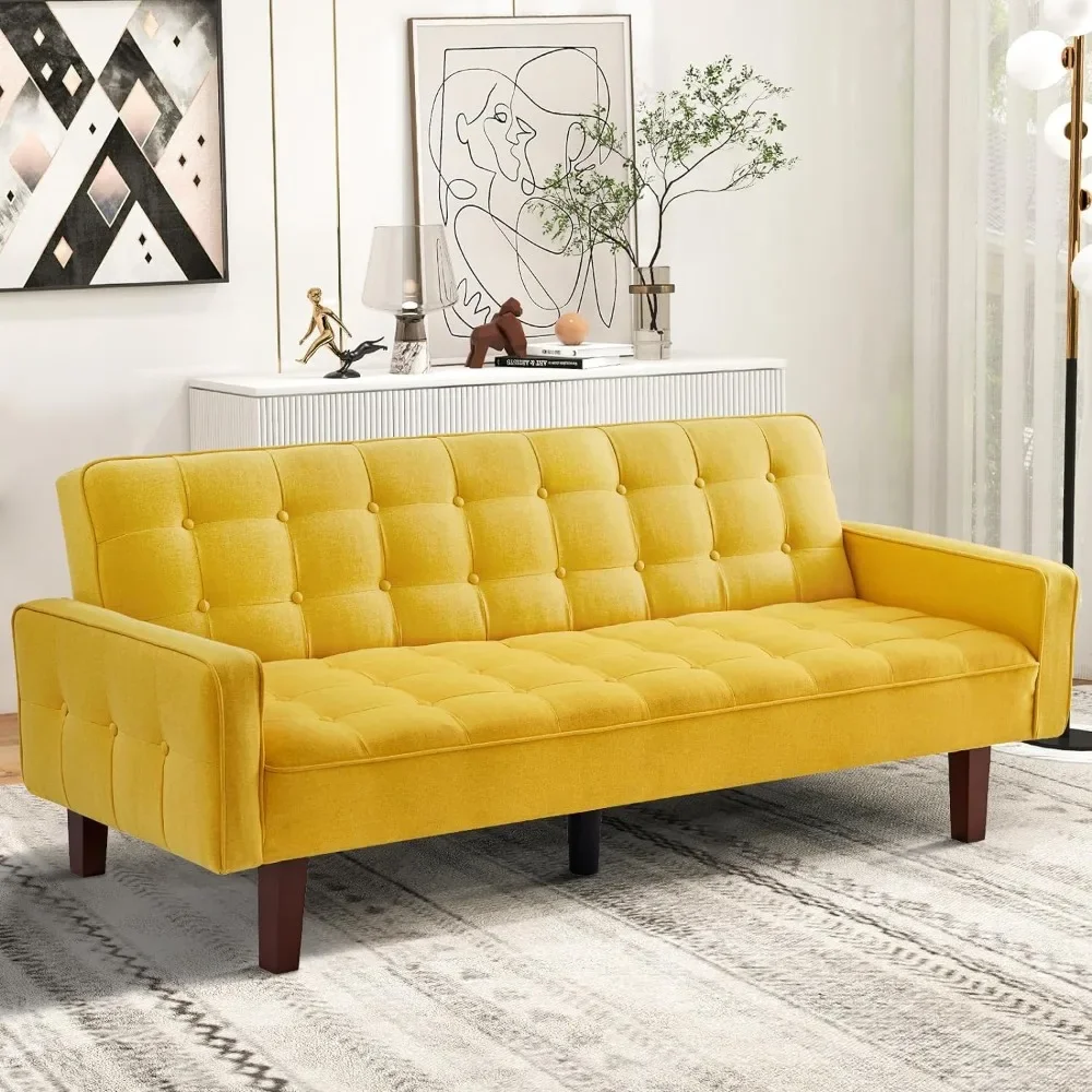 

Living Room Sofa Bed,73.62" Adjustable Backrest Convertible Loveseat Sleeper Couch with Tapered Wood Legs, Living Room Sofa