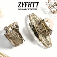 Lot de 2 pinces à cheveux ZYFHTT effet sable mouvant irisé pour femmes, pinces requin triangulaires rétro, pinces à cheveux tendance pour filles 4