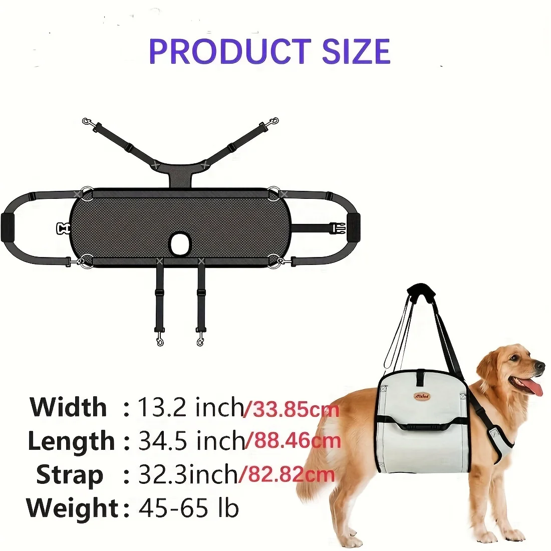 1pc Dog Carry Sling,Emergency Backpack Pet Harness,for Dog Carrier for Senior Dogs Joint Injuries, Arthritis, Up and Down Stair