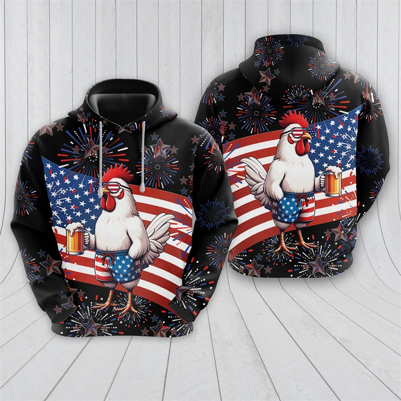 Cartoon Funny Chicken Graphic Sweatshirts Casual Women Hoody Harajuku Fashion Rooster Hoodies For Men Clothes Cute Boy Pullovers