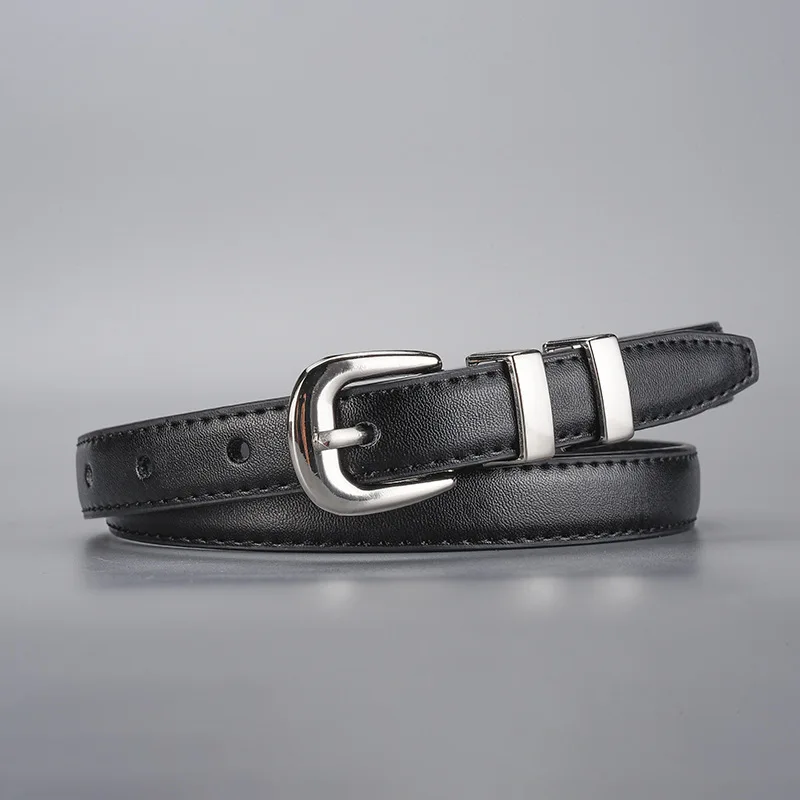 Cowhide women's needle buckle belt with high-end feel, thin and simple, can be paired with jeans, suits, belts and waistbands