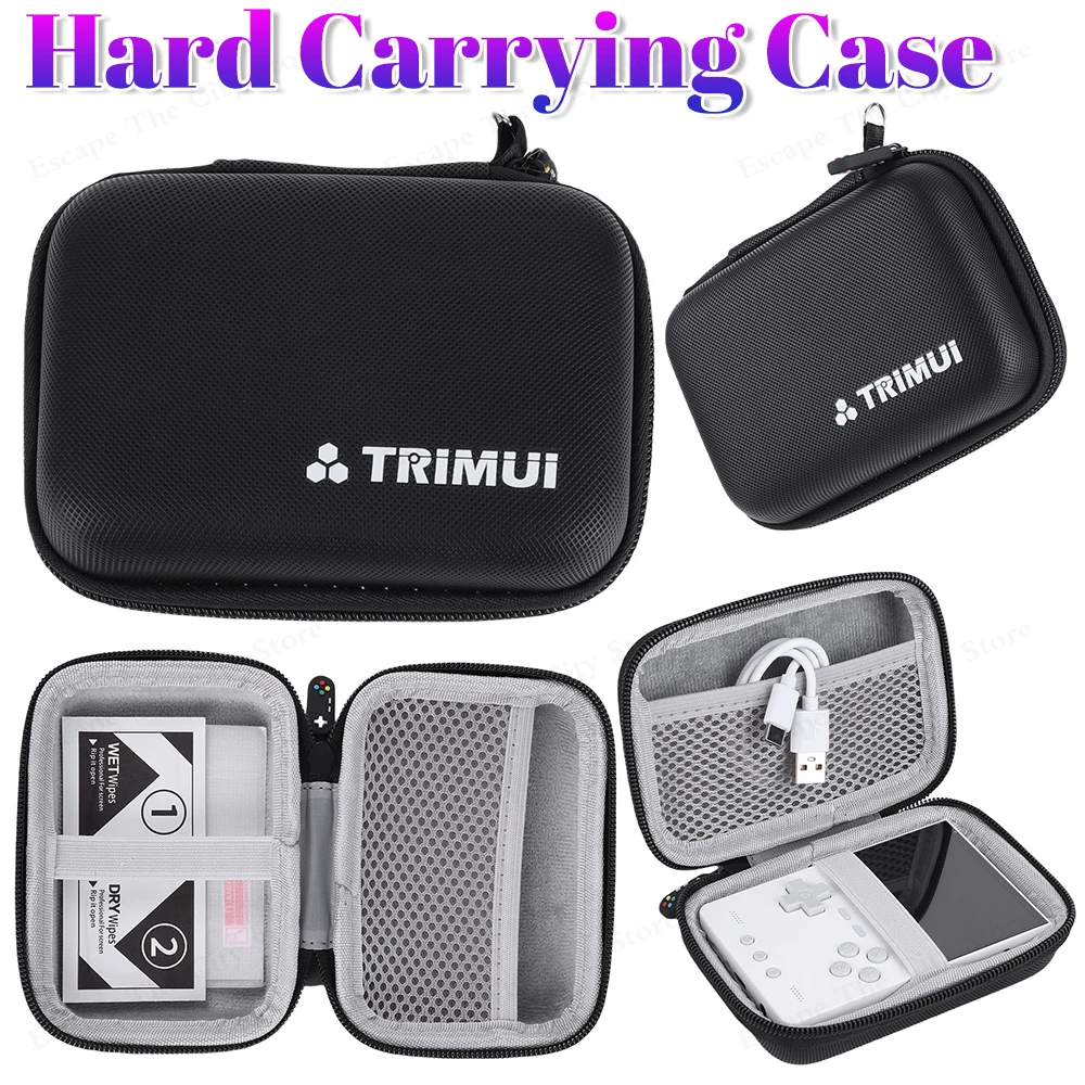 Portable Hard Carrying Case Tempered Glass Screen Protector Travel Protective Case Protection Bag for Trimui Brick Protector