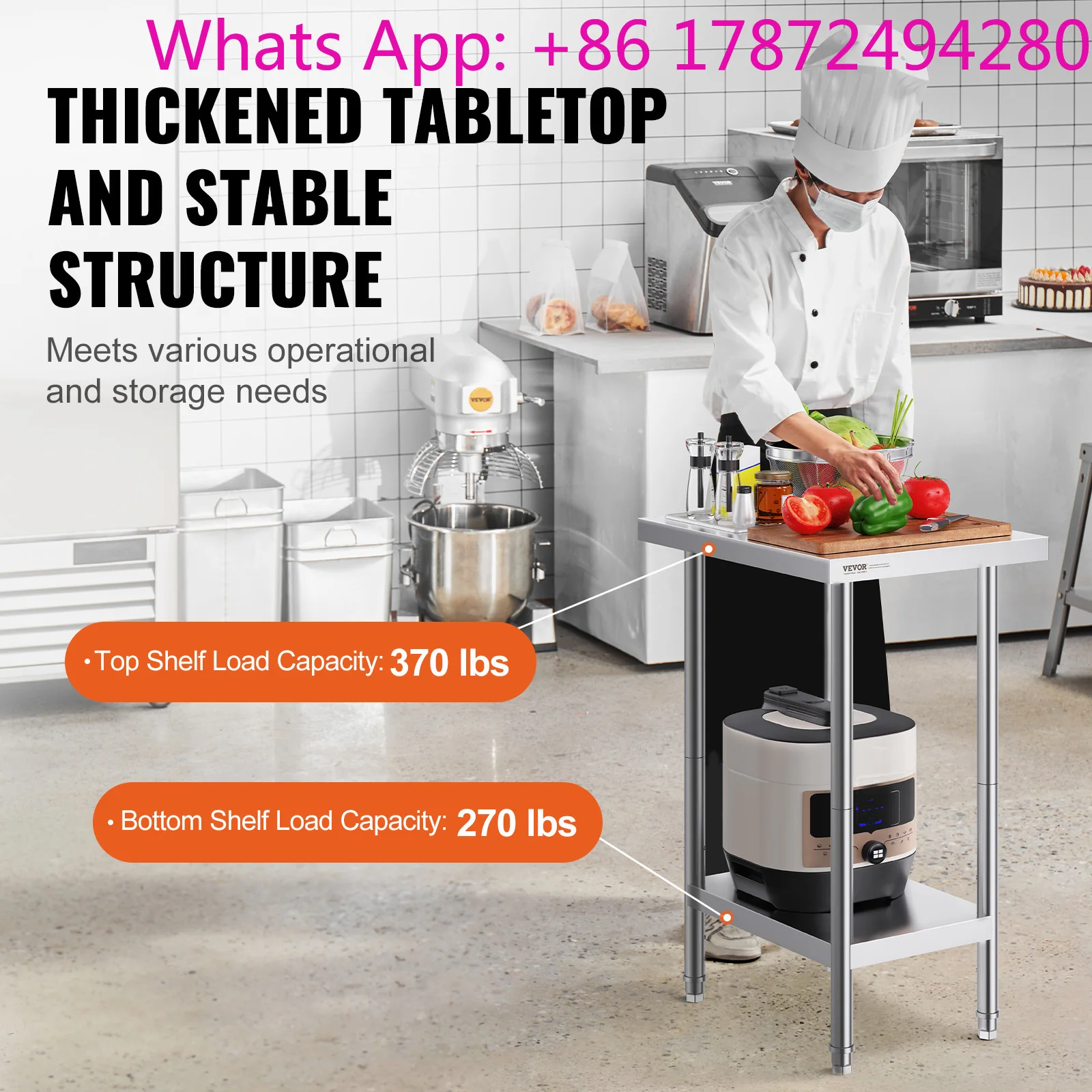 Stainless Steel Prep Table Hig - огляд і ціна Commercial Kitchen Prep Table