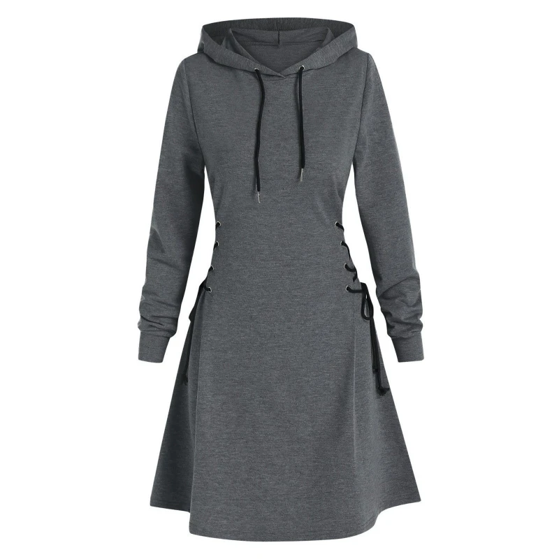 Mid Length Hoodies Dress Women Sweatshirts Dresses A Line Vestidos Streetwear Hooded Elegant Splice Y2k Spring 2025 Jogger