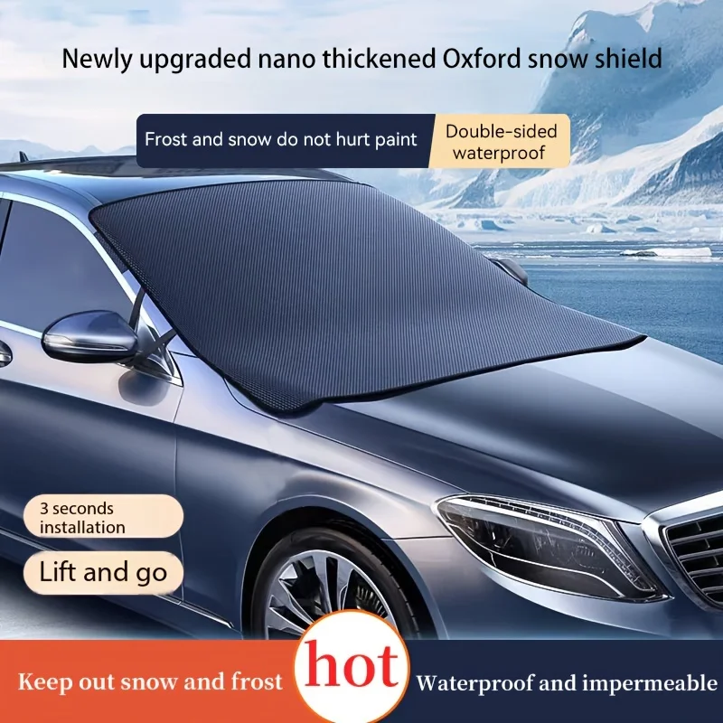

Premium windshield cover for cars/SUVs/trucks – blocks snow, ice & sun with heavy-duty Oxford fabric for year-round protection.