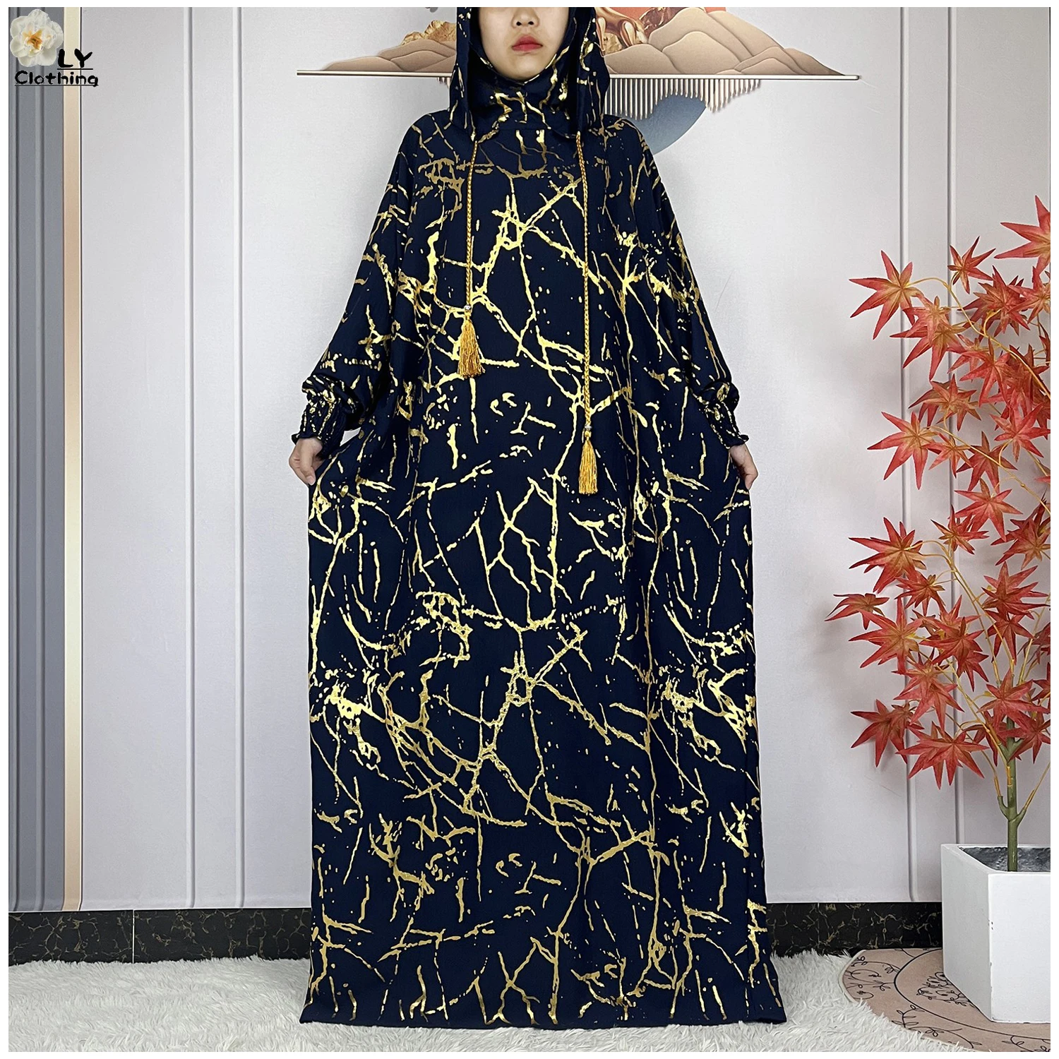 New Ramadan Muslim Woman Prayer Clothes Double Hoods Abaya Cotton Dresses Loose Women Dress Kaftan Dubai Turkey Islam Clothing