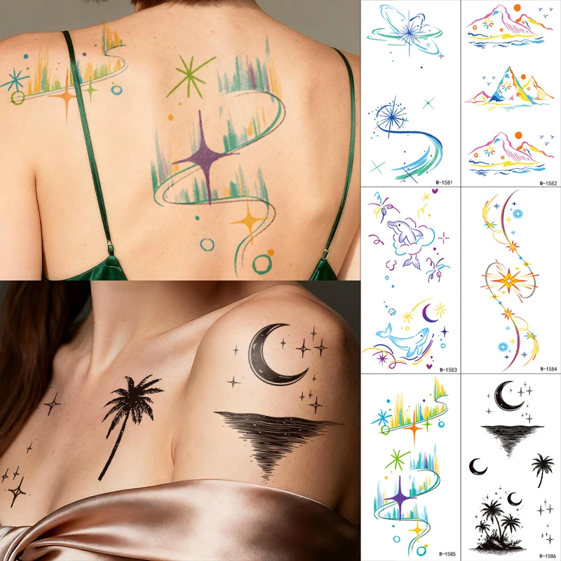 الملونة المؤقتة الوشم ملصق جميل ستار القلب قوس قزح الحيوان مقاوم للماء الوشم ملصق للجسم الفن ملصقات الوشم وهمية #4