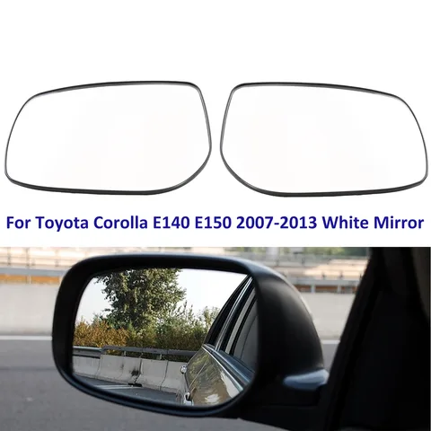 Для Toyota Corolla E140 E150 2007-2013: Белое зеркало заднего вида (сторона водителя/пассажира) с подогревом