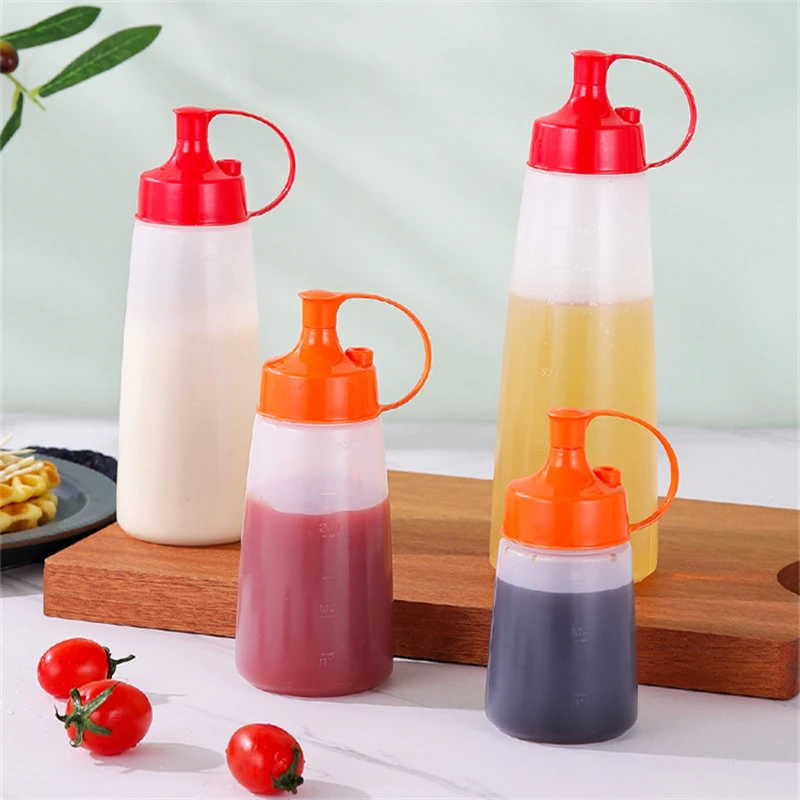 Squeeze Condiment Oil Bottles Can Sealing Cap Seasoning Jar Salad Sauce Bottles Ketchup Cruet Mustard Dispenser Kitchen Supplies