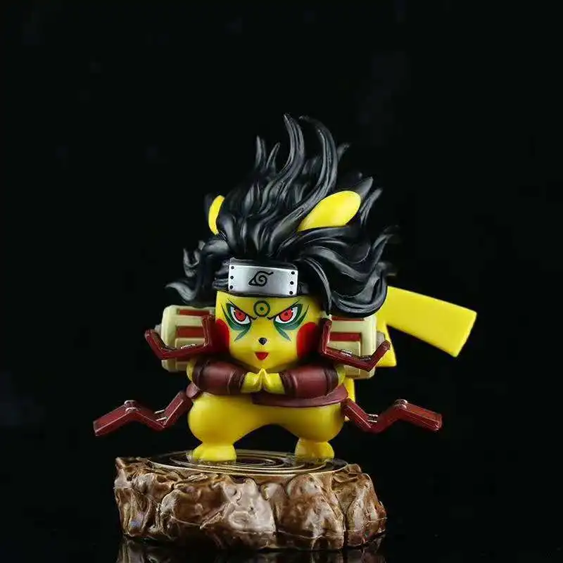 Anime Naruto Q Version Pikachu COS Senju Hashirama PVC Action Figures Toys Model Statue 10cm