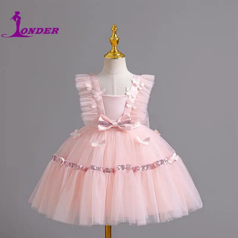 sonder-赤ちゃんの誕生日のボールガウンかわいいレース女の子の花のドレス甘いピンクカスタムのイブニングドレス学校のパフォーマンス