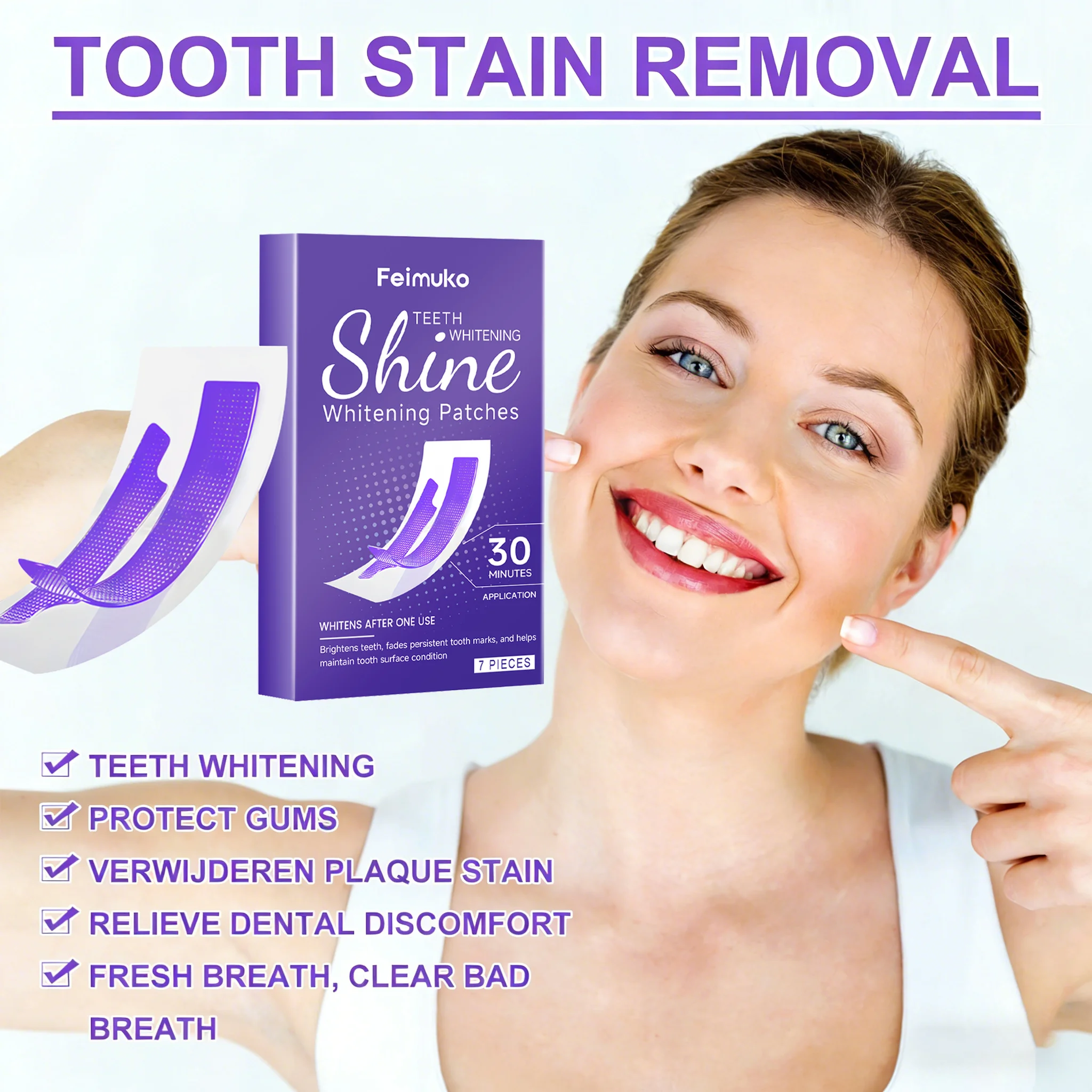 Teeth Whitening Strips Cleaning Dental Yellow Plaque Stains Bleaching Teeth Reduce Sensitivity Oral Hygiene Care Brighter Teeth