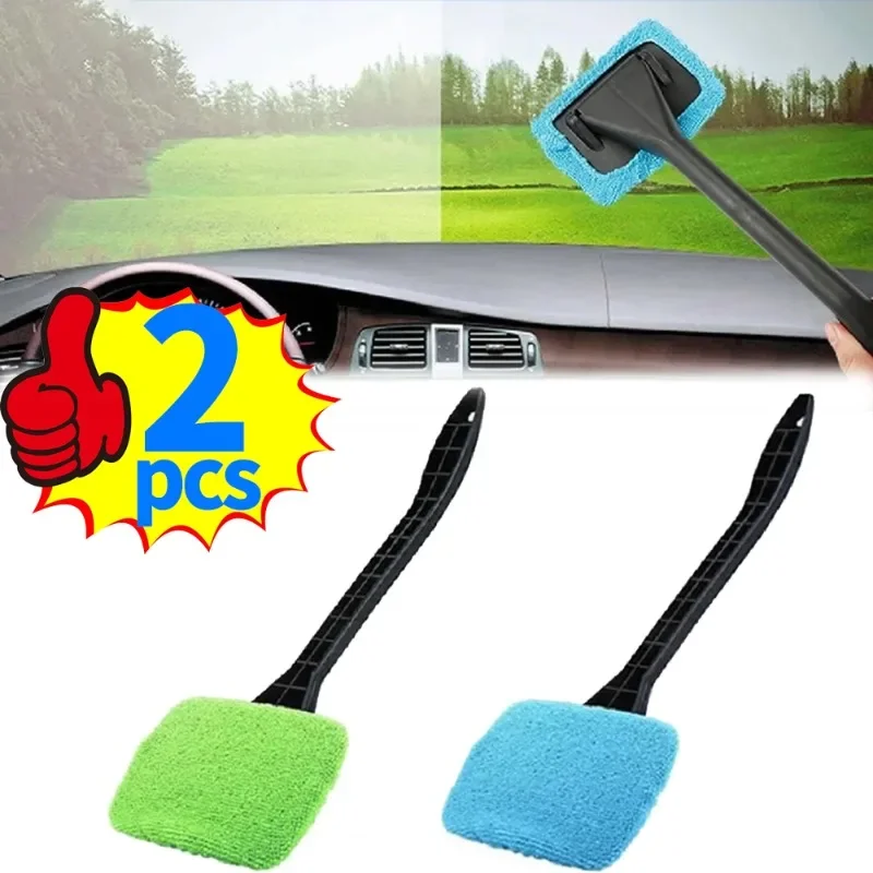 

Car Window Cleaner Brush Kit Windshield Cleaning Wash Tool Inside Interior Auto Glass Wiper with Long Handle Car Accessories