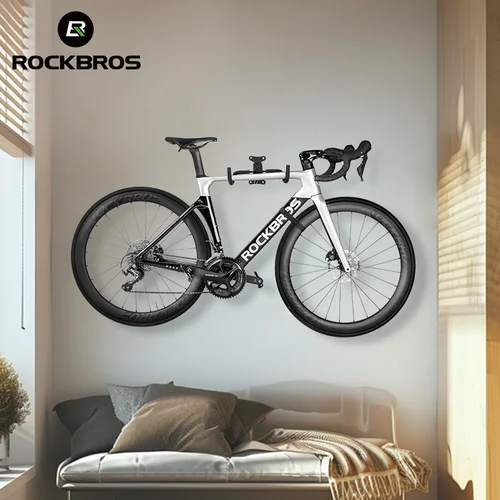 Imagen 2 del producto ROCKBROS-portabicicletas de montaje en pared para garaje, hogar, ajustable, gancho Horizontal para bicicleta, soporte para bicicleta de montaña y carretera reforzado engrosado