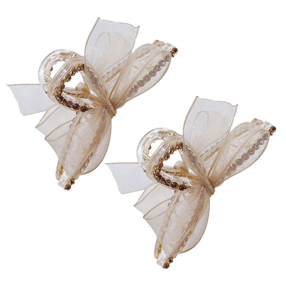 

2pcs Bow Hairpin Claw Clips for Women Rhinestone Bling Girls Accessories Elegant Hair Accessory Valentine Gift