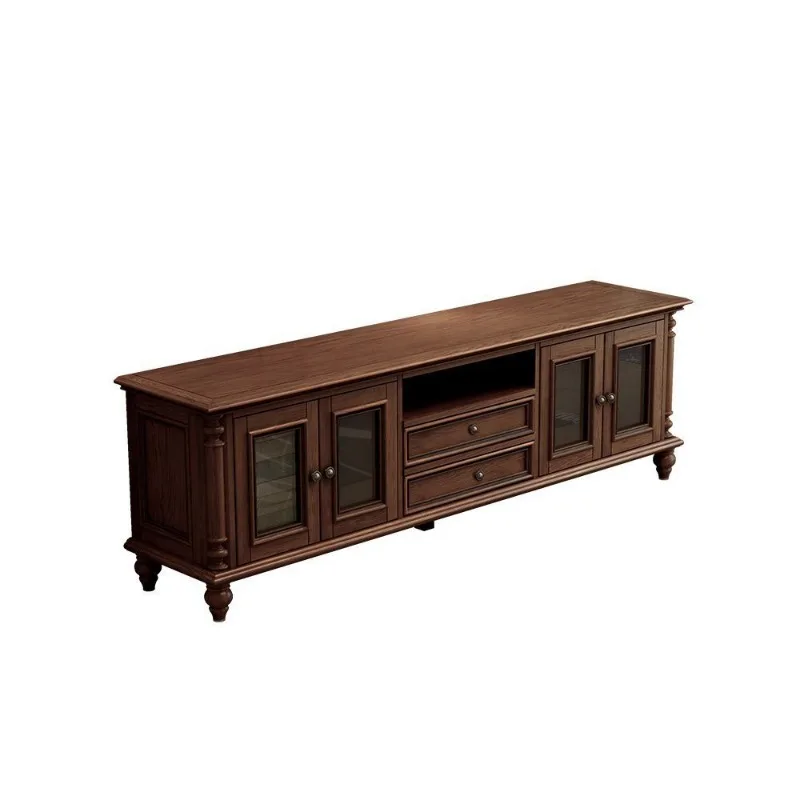 

American coffee table TV cabinet combination, simple light luxury solid wood, living room furniture floor cabinet