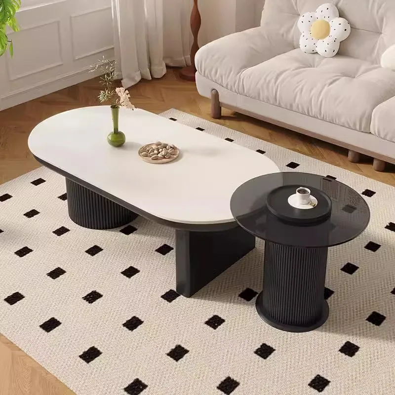 高級デザインコーヒーテーブルクリーミーホワイト美的北欧リビングルームサイドテーブルデザイナーモダンメサセントロサロン家具