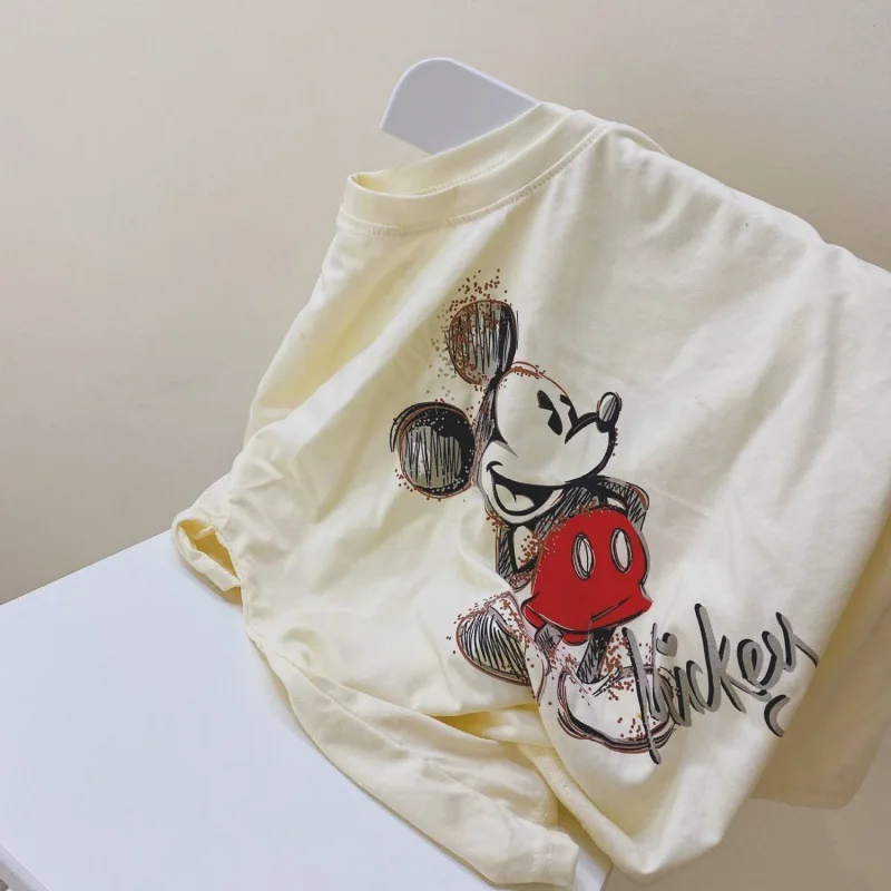 Disney Mickey Mouse Minnie Cotton Summer Children\'s Short-sleeved T-shirt Men and Women Donald Duck Cartoon Casual Fashion Top