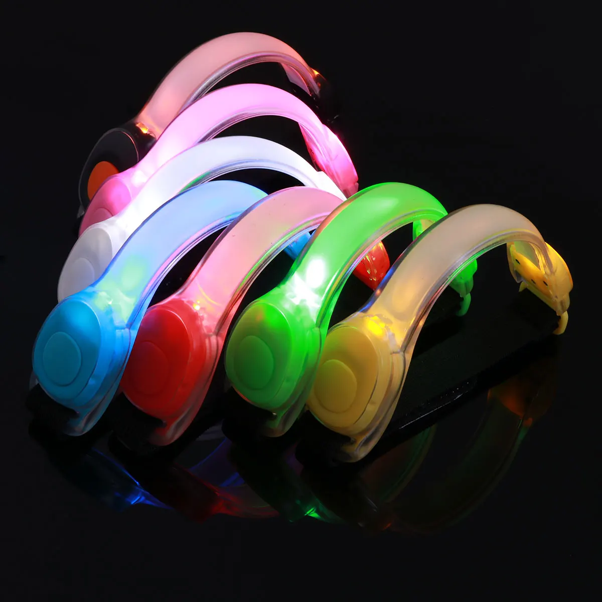 

7 pcs LED Running Lights Armband Reflective Safety Lamp Silicone Belt Strap Jogging Hiking Cycling Night Use for Backpack