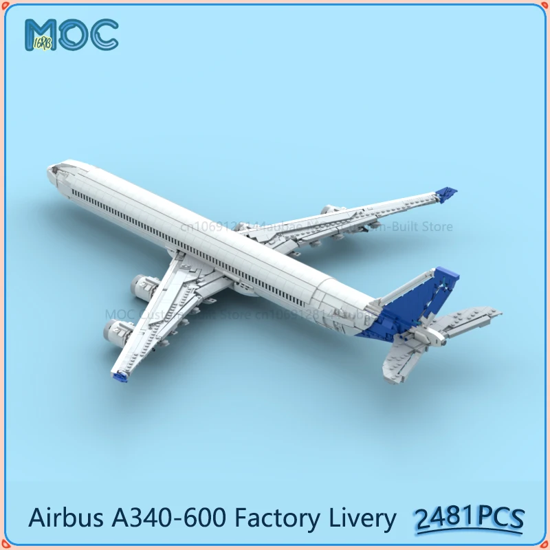 Airbus A340-600 Factory Livery Model MOC Building Blocks DIY Assemble Bricks Transportation Aircraft Creative Toys Gifts 2481PCS