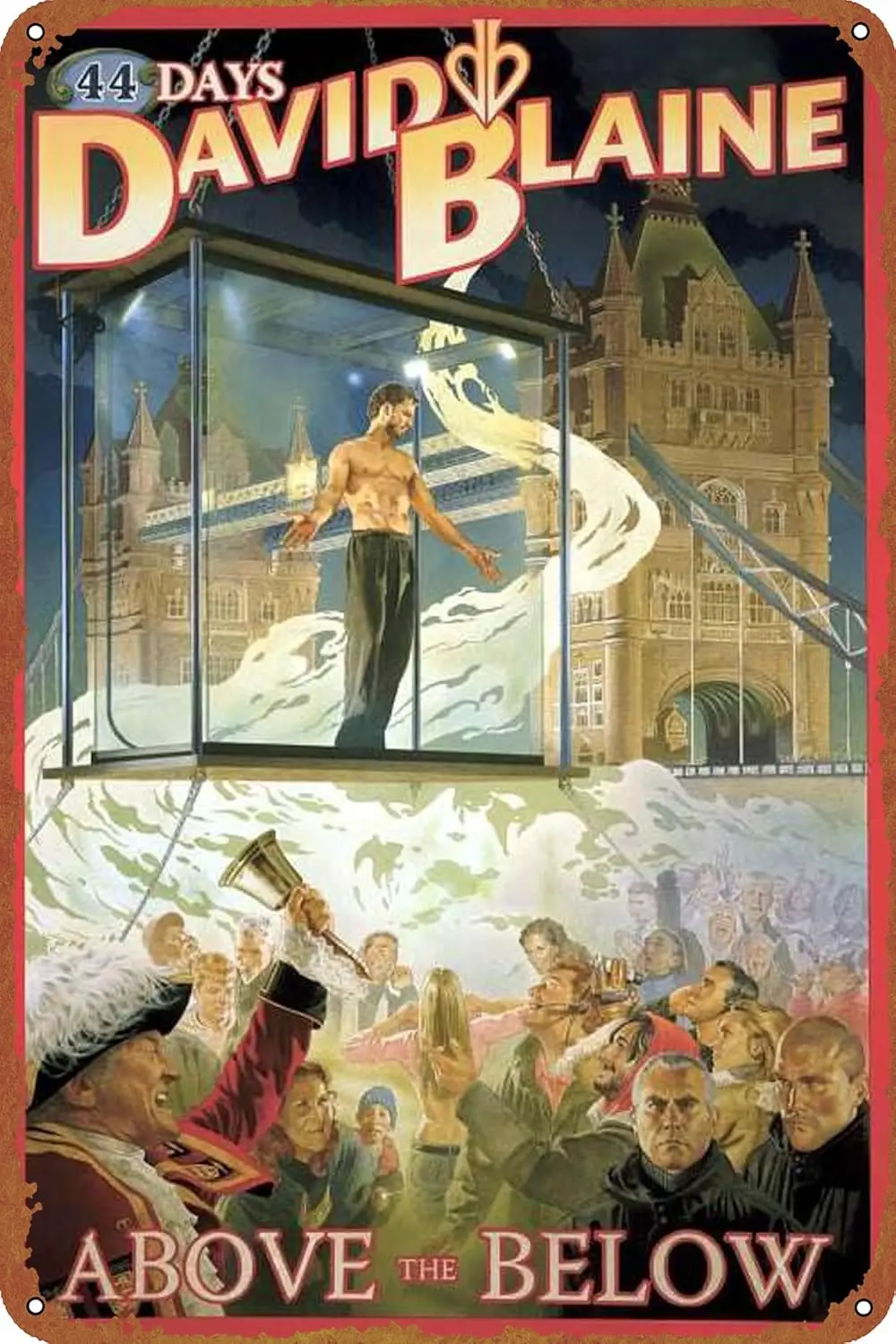 1p,David Blaine: Above the Below Professional Tin Poster- Wall Decor for Bars, Cafes, Offices, Restaurants, Homes, Gardens, Shop