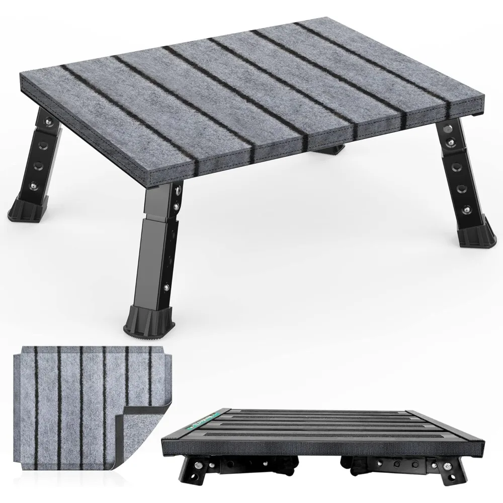 

Large Platform RV Step with Cloth Cover and Anti-Slip Surface, 3-Level Adjustable Height, Light Aluminum Folding Step Stool