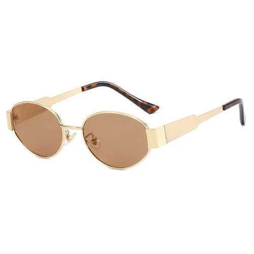 Gafas de sol ovaladas de Metal de lujo para hombres y mujeres, gafas de sol UV400, gafas de sol de moda de diseñador Unisex, gafas elegantes