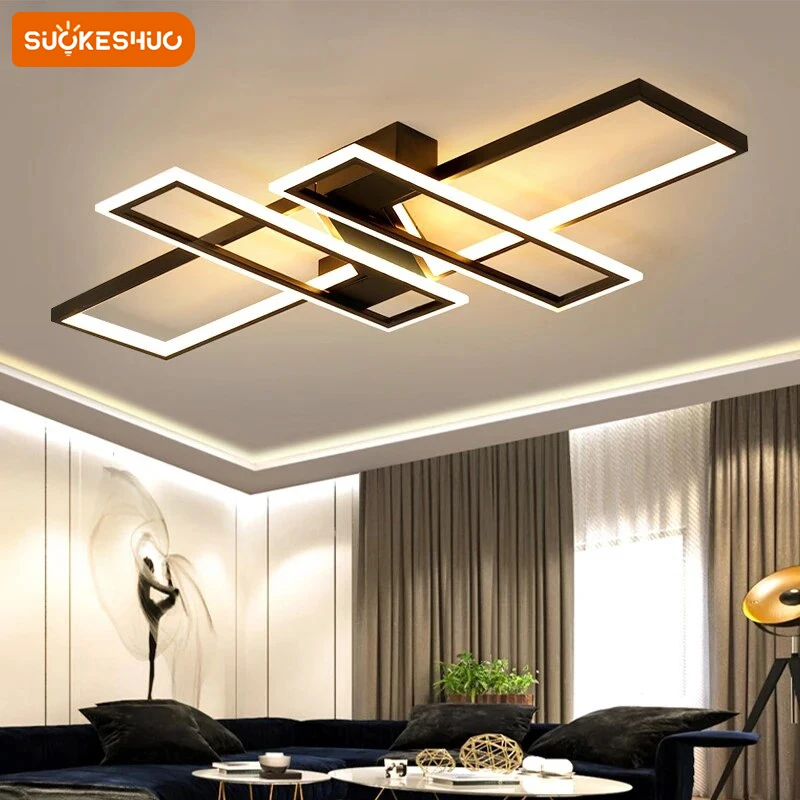 

Dimming Square&Rectangular Home 2023 New Modern LED Chandelier Light Living Room Dining Room Flush Mount Ceiling Lamp Fixture