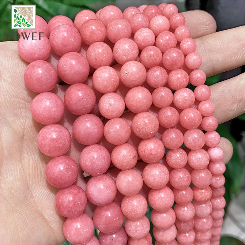 Smooth Light Pink Rose Chalcedony Jasper Beads Natural Stone Diy Bracelet Accessories for Jewelry Making 15