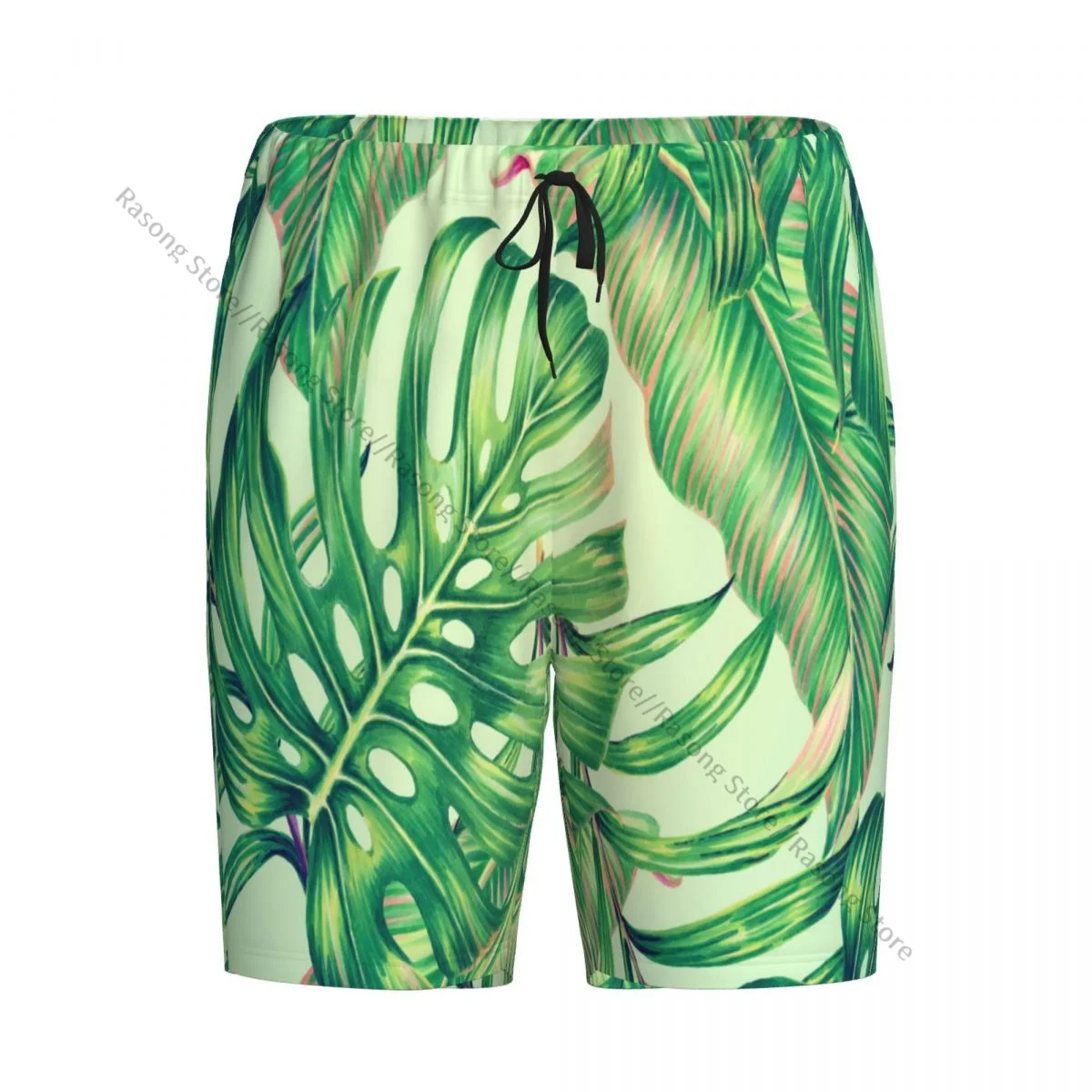 

Summer Shorts Pajamas for Men Tropical Palm And Monstera Leaf Loose Soft Short Pajama Pants