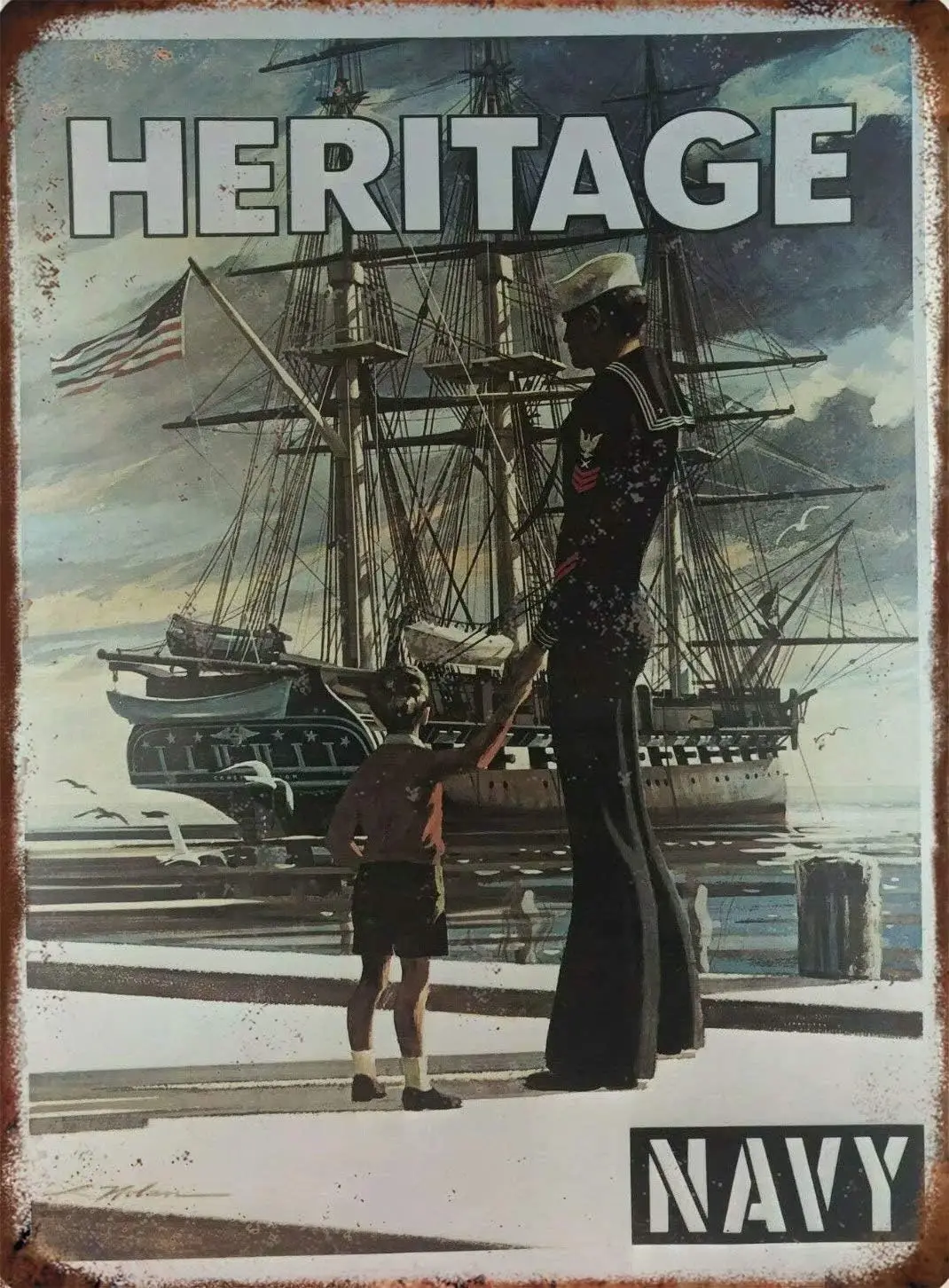 Vintage 1973 Navy Recruiting Heritage Aluminium Metal Tin Sign 8x12 Inch Home Poster Bar Pub Decor sign