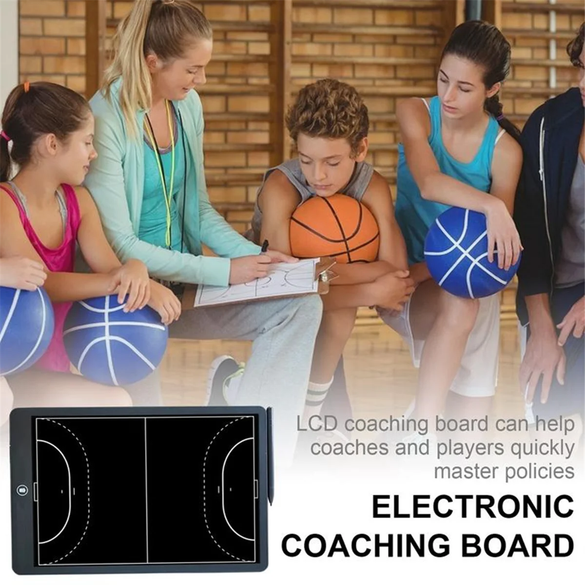 NEW Electronic Coaching Board, 16In LCD Screen Strategy Marker Board with Lock Function for Basketball,Horizontal Basketball