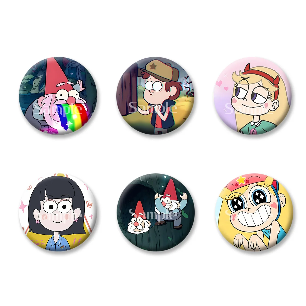 

Gravity Falls Mabel Dipper Anime Cartoon Flash Badge Keychains Makeup Mirror Fridge Magnet ACG Goods Game Peripherals Toy Gift