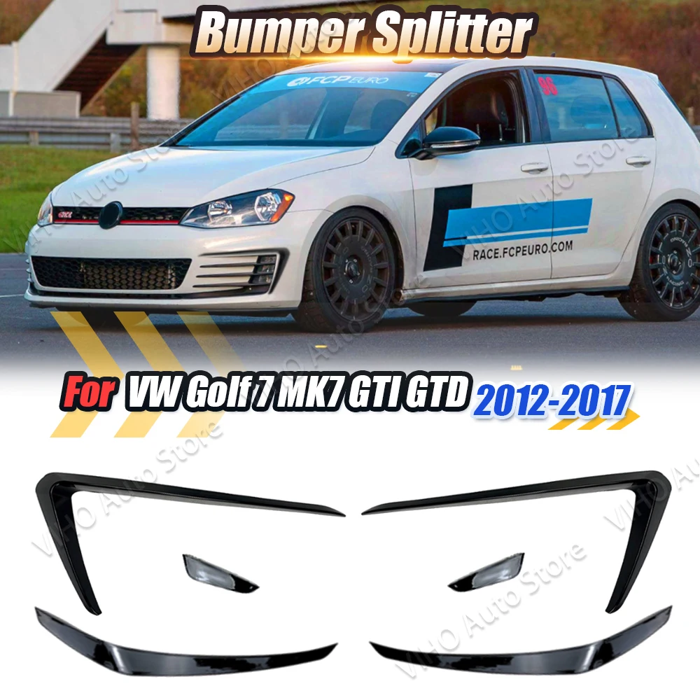 Splitter przedniego zderzaka Canard obudowa do VW Golf 7 MK7 GTI 2013-2016 światła przeciwmgielne atrapa wylotu powietrza klapki Body zestawy akcesoria samochodowe